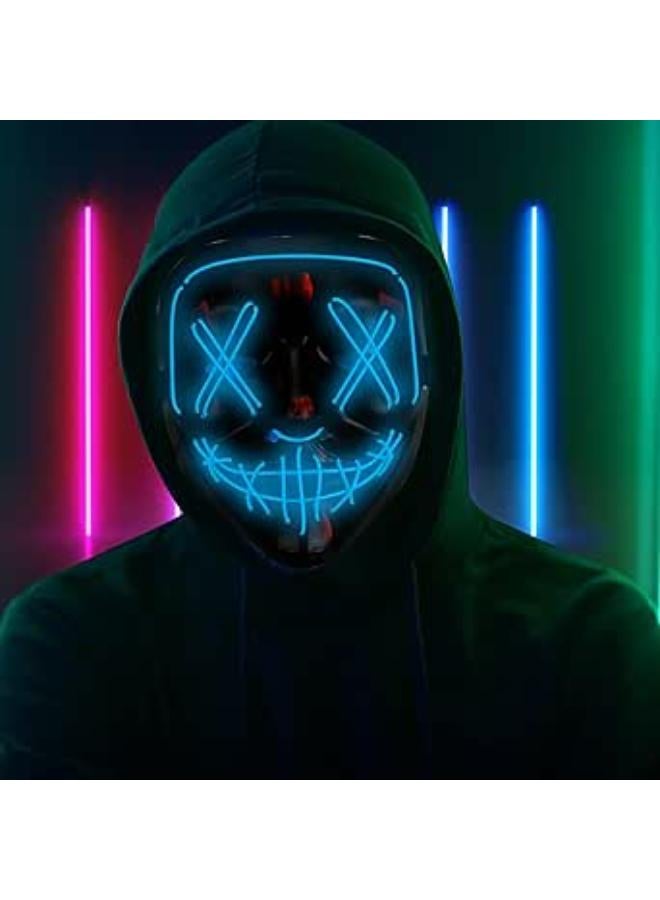 قناع هالوين، قناع هوارسون LED للهالوين، قناع التطهير LED، قناع مخيف LED، قناع رعب بثلاثة أوضاع إضاءة، قناع التطهير للهالوين لحفلات الكرنفال وأزياء التنكر.